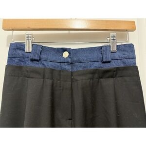 Women'sSize S Double Layer Pants Hi Waist Wide Leg Frankie Shop Inspo Blue Black